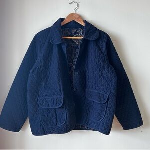Blassport Blue Corduroy Paisley Cotton Quilted Button Down Jacket Petite XL